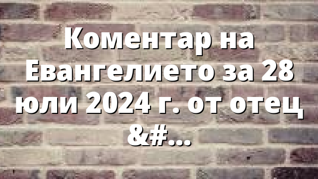 Коментар на Евангелието за 28 юли 2024 г. от отец Йоан Хаджиев