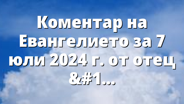 Коментар на Евангелието за 7 юли 2024 г. от отец Йоан Хаджиев